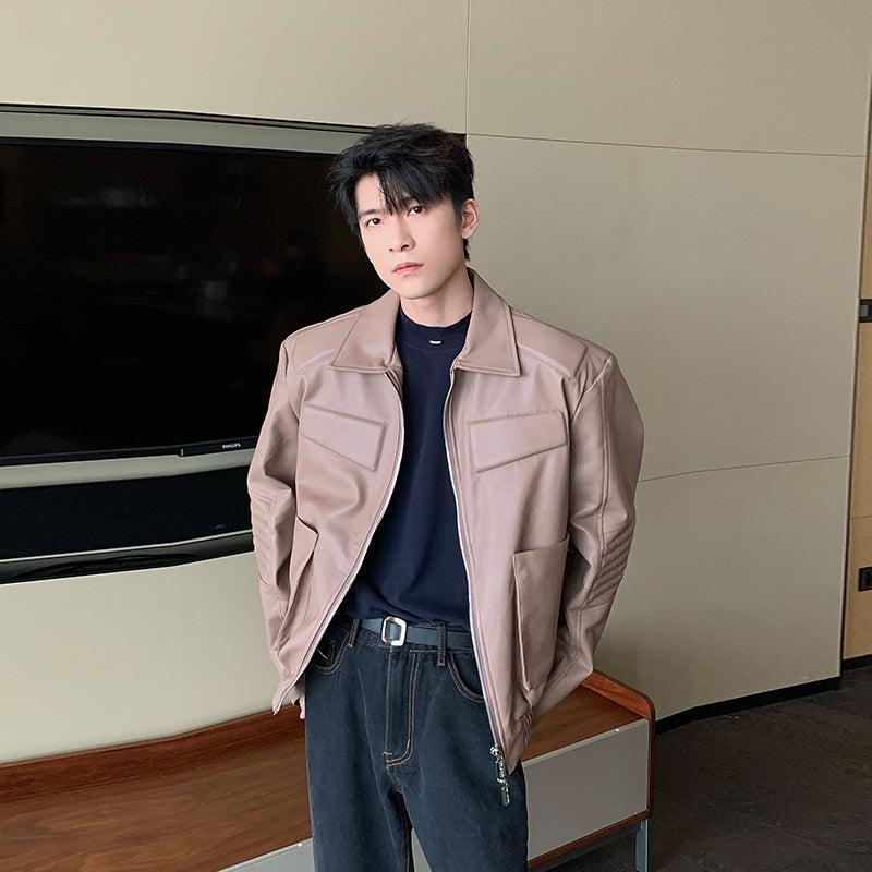 Lightweight Leather Bomber Jacket M Black