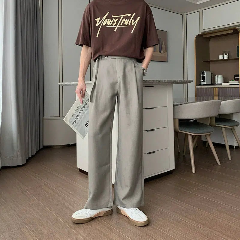 Lightweight Straight-leg Pleated Pants