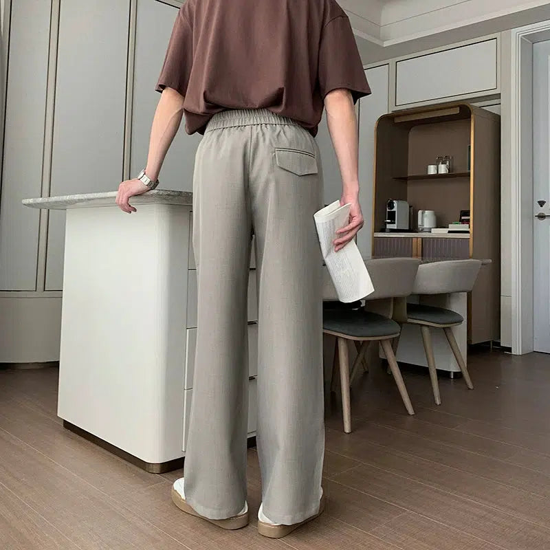 Lightweight Straight-leg Pleated Pants