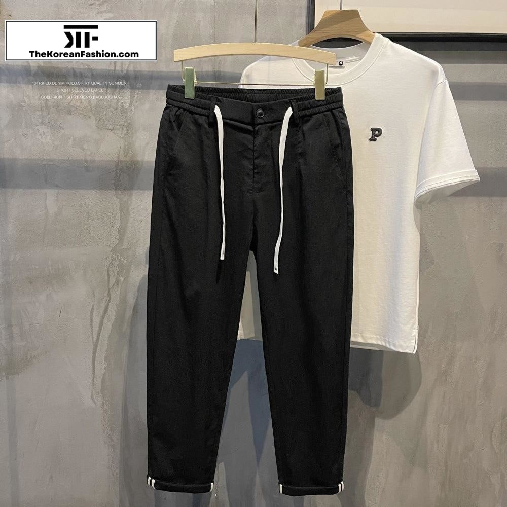 Linen Elastic Waist Casual Pants
