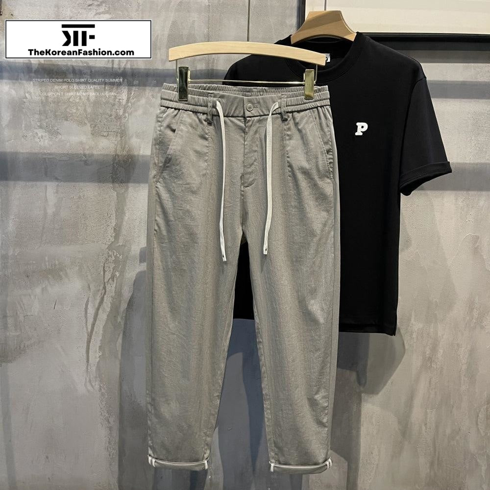 Linen Elastic Waist Casual Pants