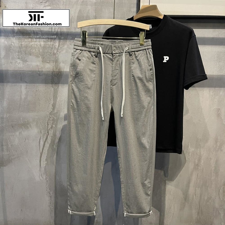 Linen Elastic Waist Casual Pants