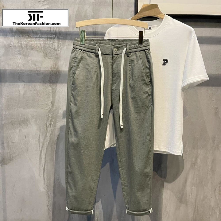 Linen Elastic Waist Casual Pants