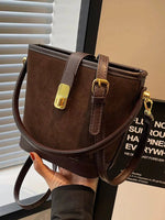 Lock Clip Adjustable Strap Bucket Bag