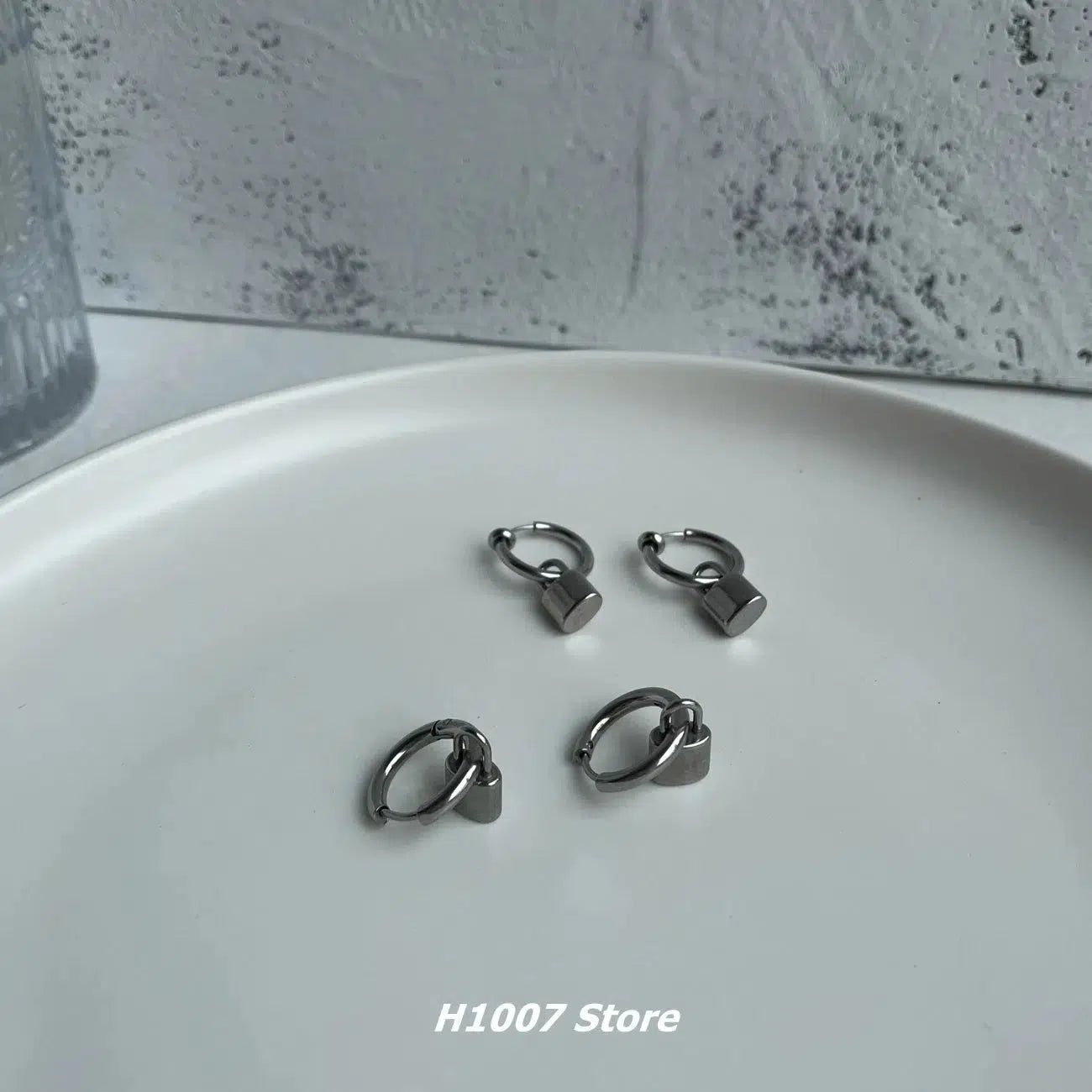 Lock Pendant Hoop Earrings