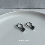 Lock Pendant Hoop Earrings