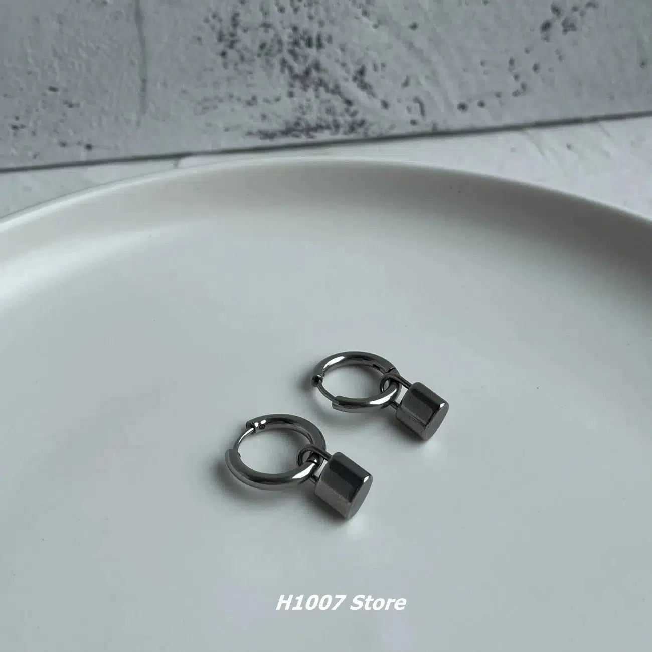 Lock Pendant Hoop Earrings