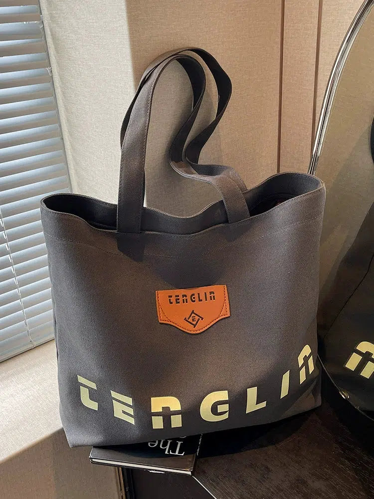 Logo Patch Canvas Tote Bag