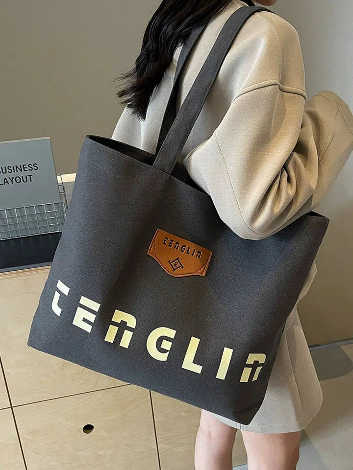 Logo Patch Canvas Tote Bag