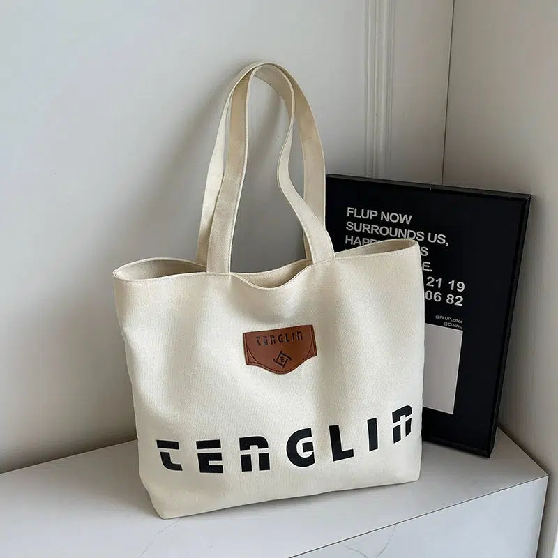 Logo Patch Canvas Tote Bag