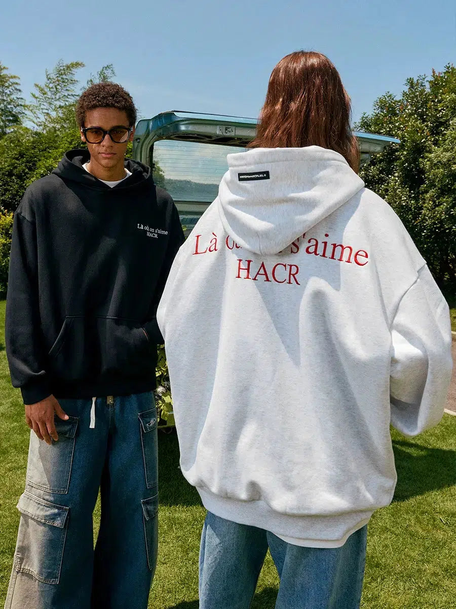 Logo Slogan Embroidered Hoodie