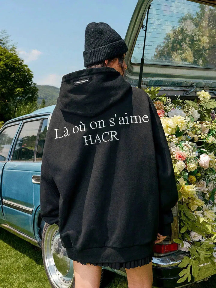 Logo Slogan Embroidered Hoodie