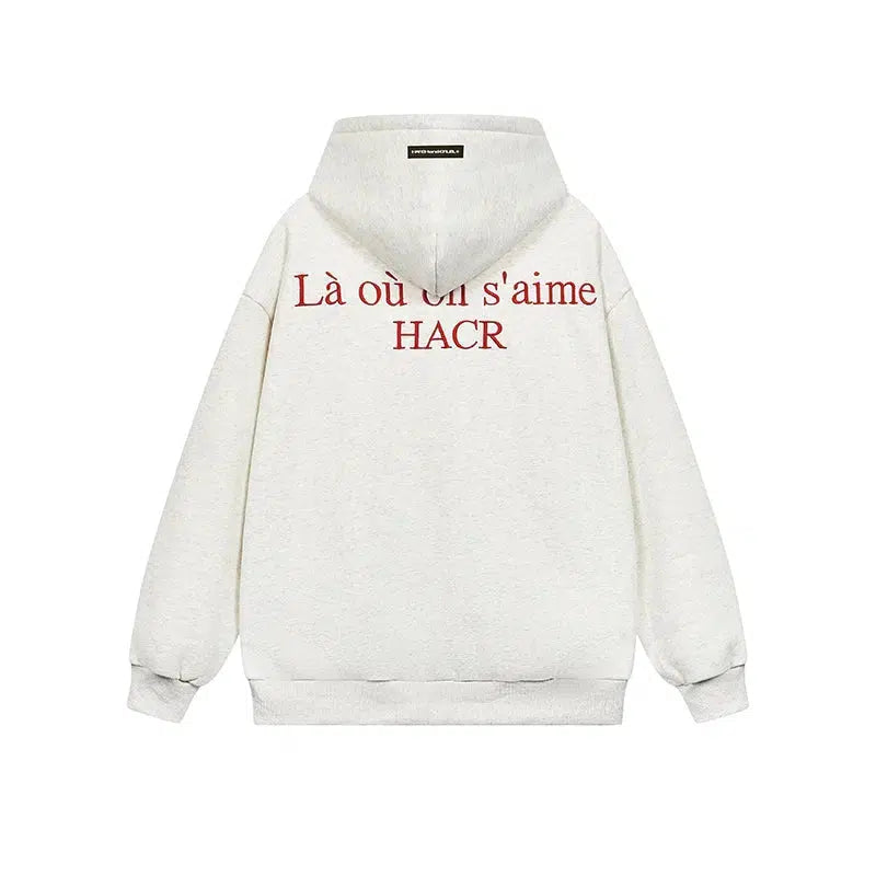 Logo Slogan Embroidered Hoodie