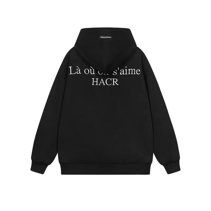 Logo Slogan Embroidered Hoodie
