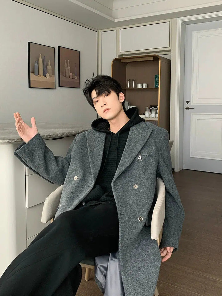Long Double-breasted Wool Coat