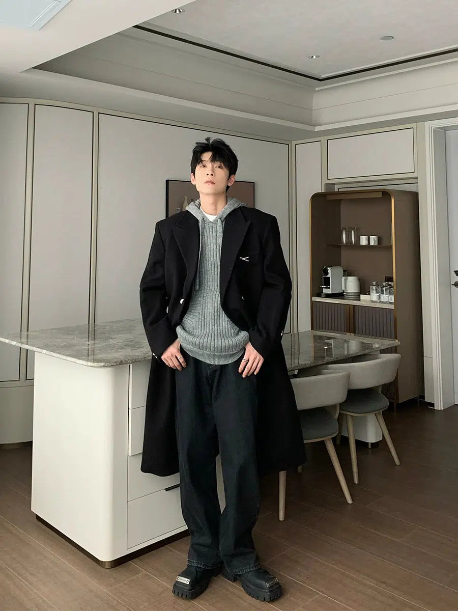 Long Double-breasted Wool Coat