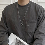 Long Metal Ring Pendant Necklace