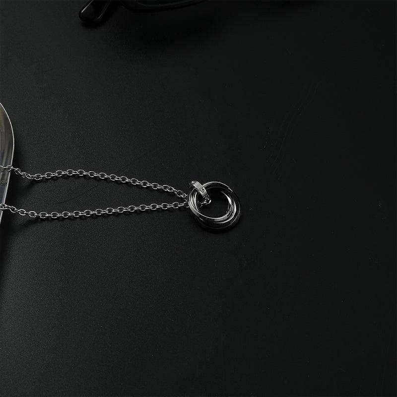 Long Metal Ring Pendant Necklace