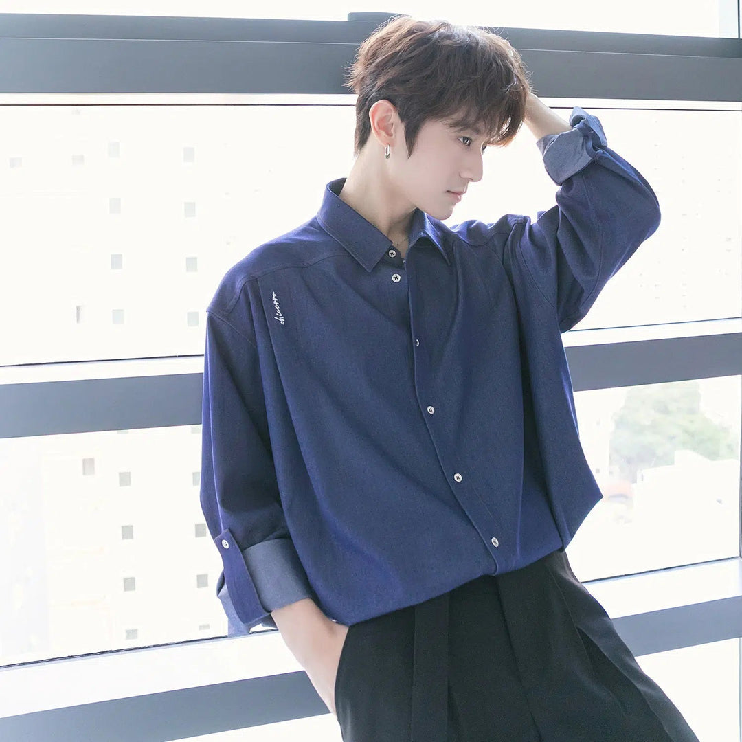 Long Sleeve Button Denim Shirt