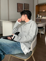 Long Sleeve Ribbed Knit Polo Shirt