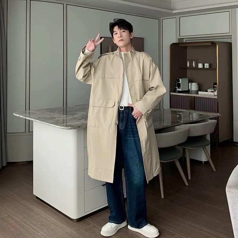 Long Windproof Medium-length Coat