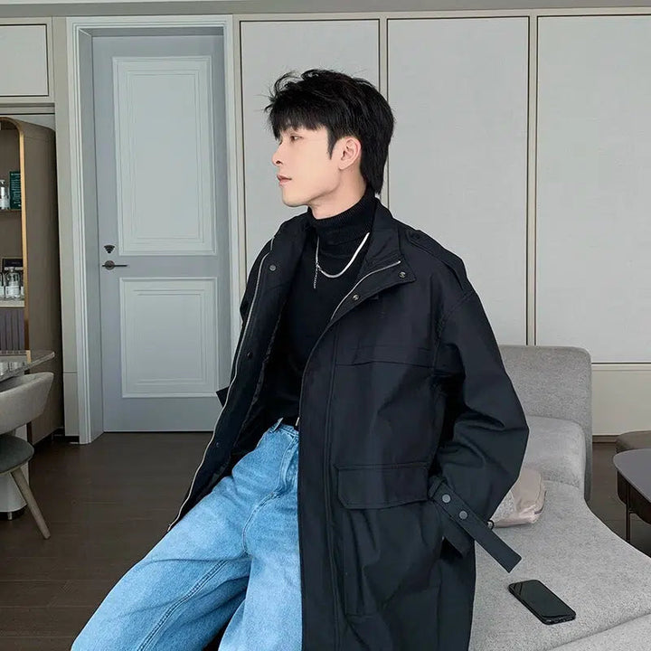 Long Windproof Medium-length Coat
