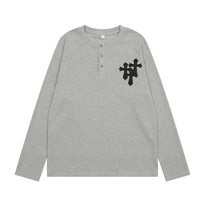 Long-sleeve Cross Print Shirt