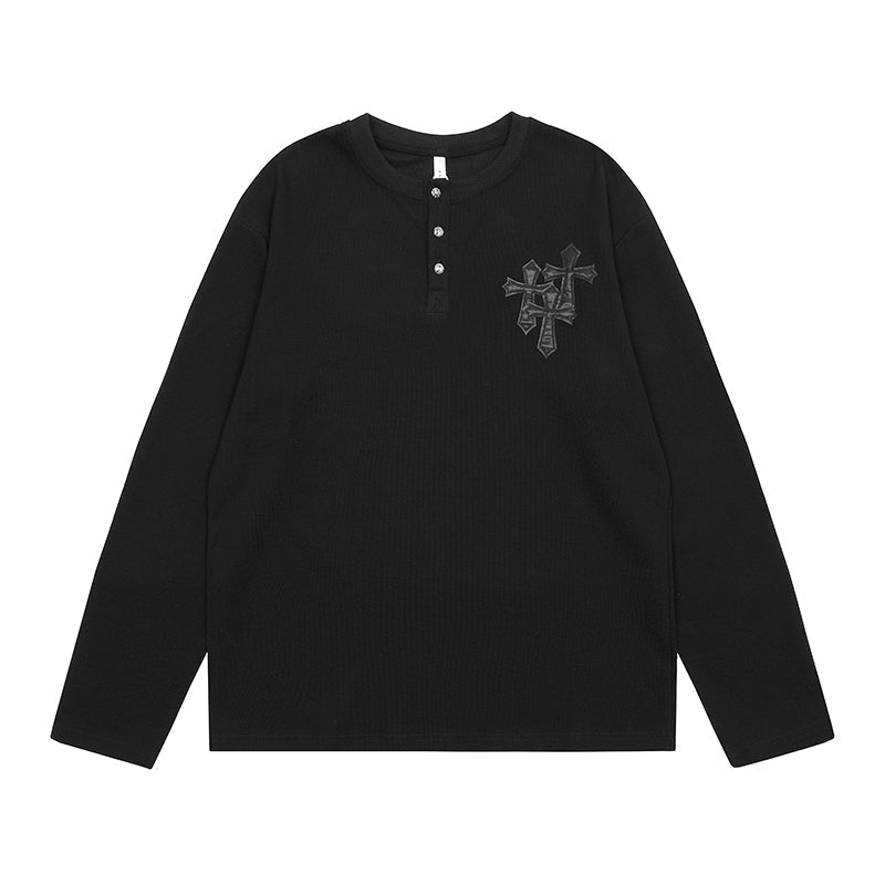 Long-sleeve Cross Print Shirt