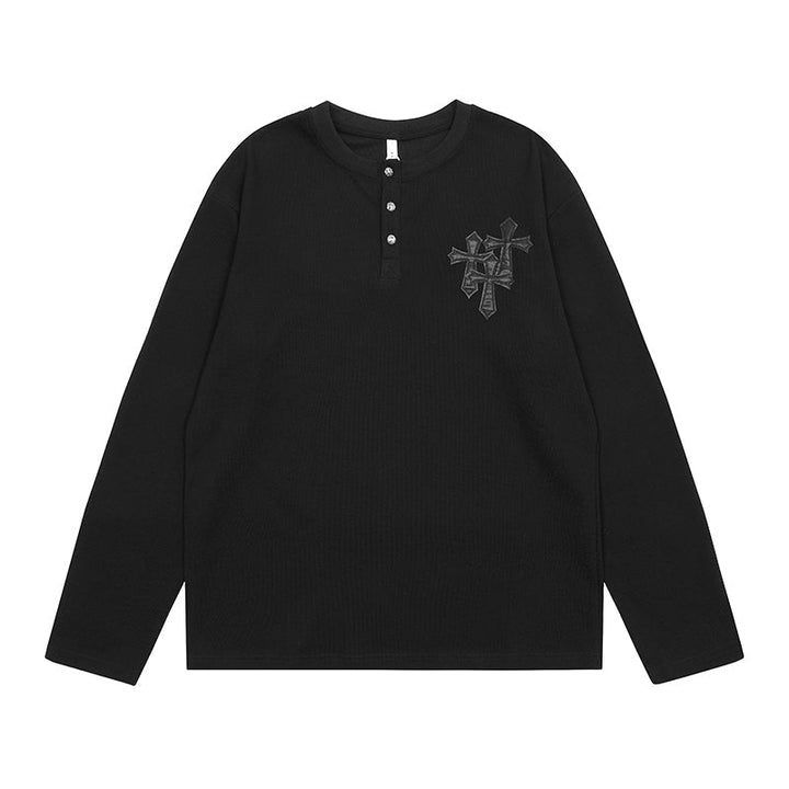 Long-sleeve Cross Print Shirt