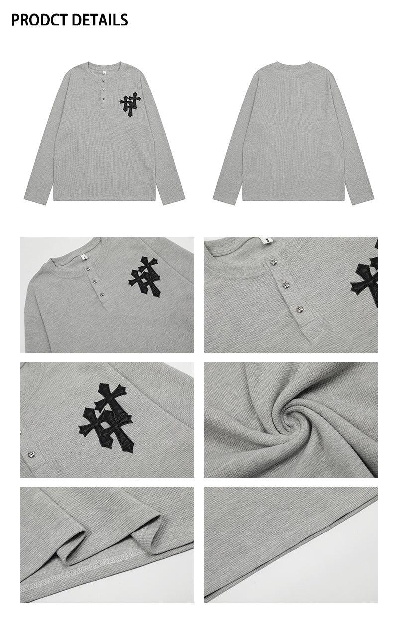 Long-sleeve Cross Print Shirt