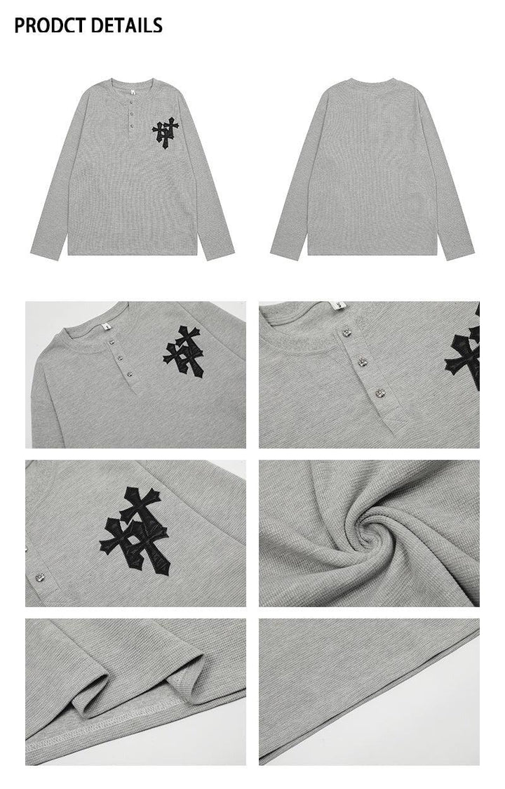 Long-sleeve Cross Print Shirt