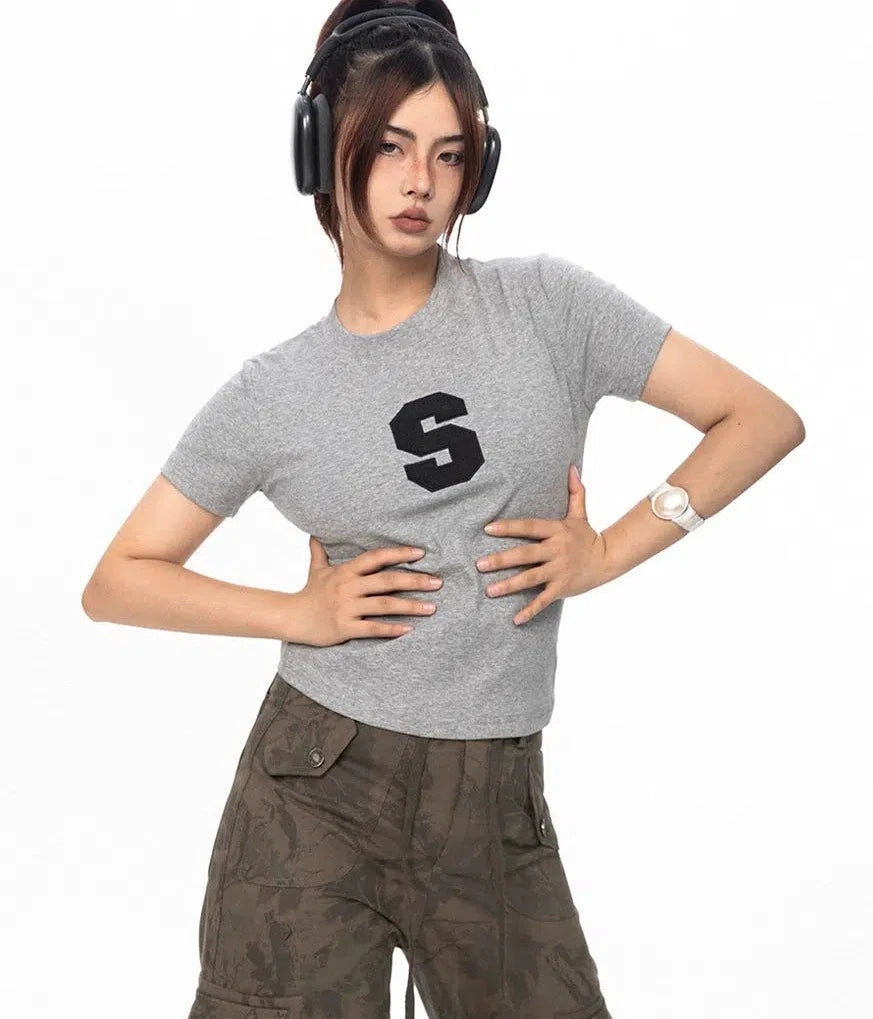 Loose Embroidered Round Neck T-shirt