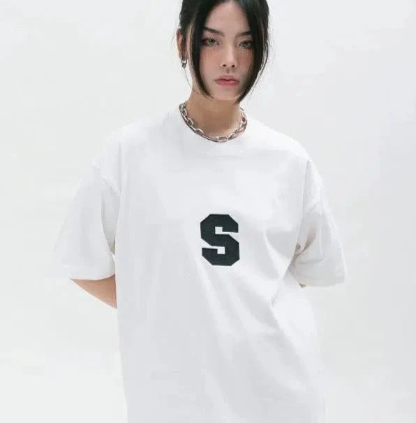 Loose Embroidered Round Neck T-shirt