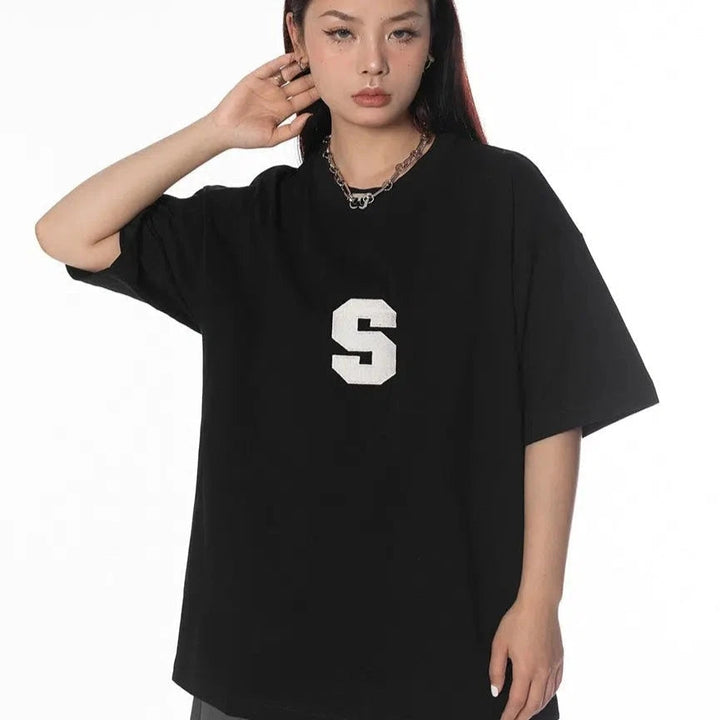 Loose Embroidered Round Neck T-shirt