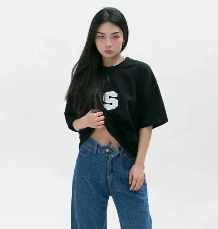 Loose Embroidered Round Neck T-shirt