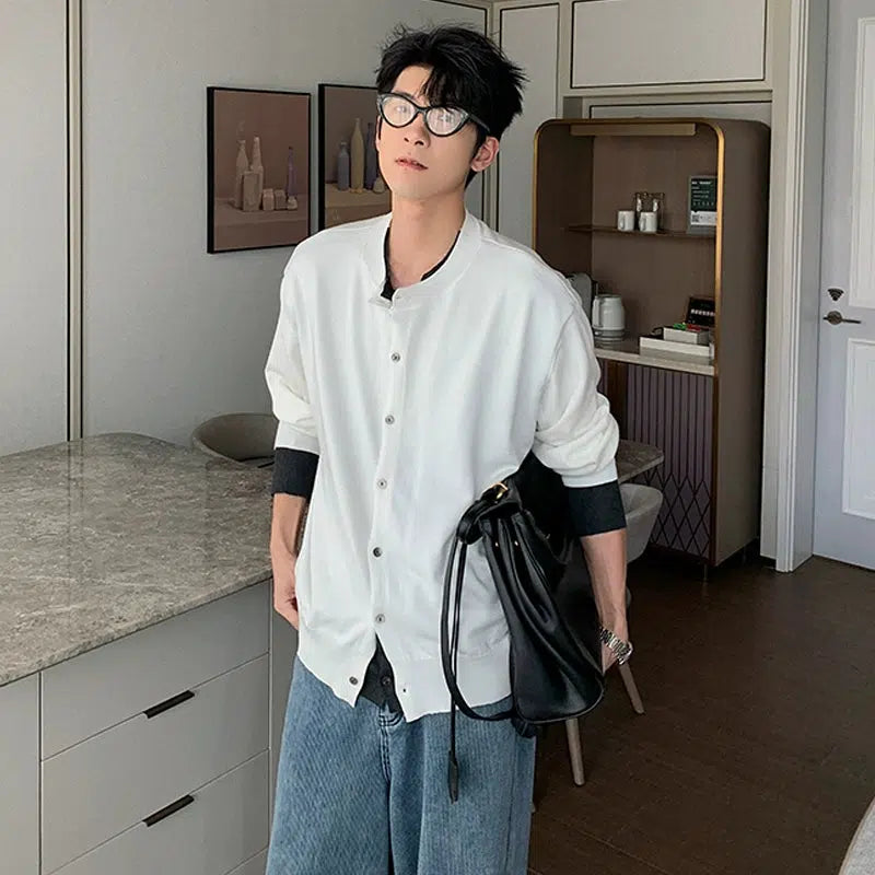 Loose Fit Button-front Knit Cardigan