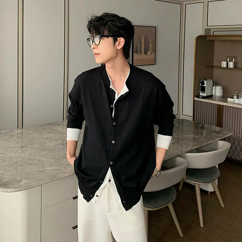 Loose Fit Button-front Knit Cardigan