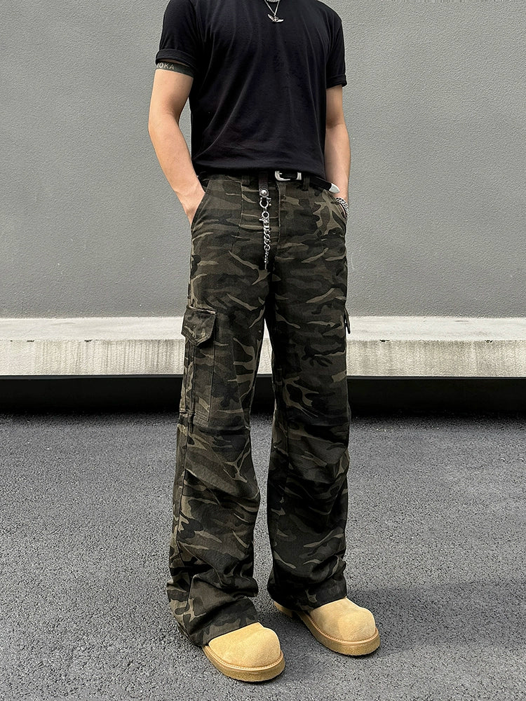 Loose Fit Cargo Camouflage Pants