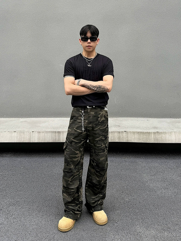Loose Fit Cargo Camouflage Pants