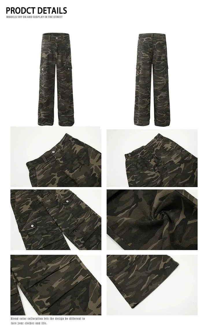 Loose Fit Cargo Camouflage Pants