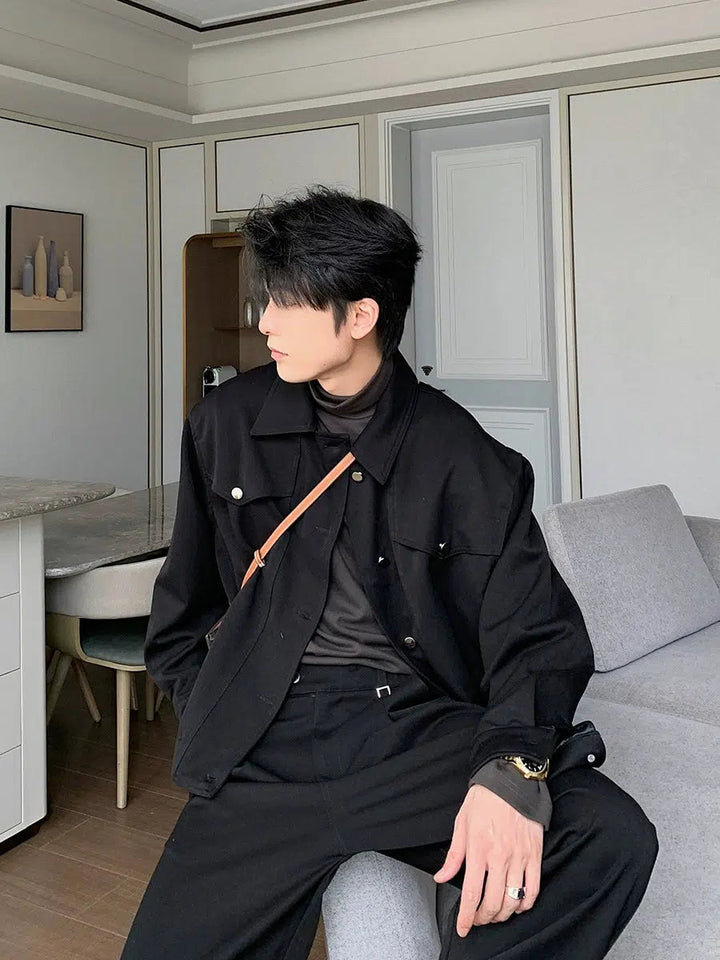 Loose Fit Casual Jacket Pants Set