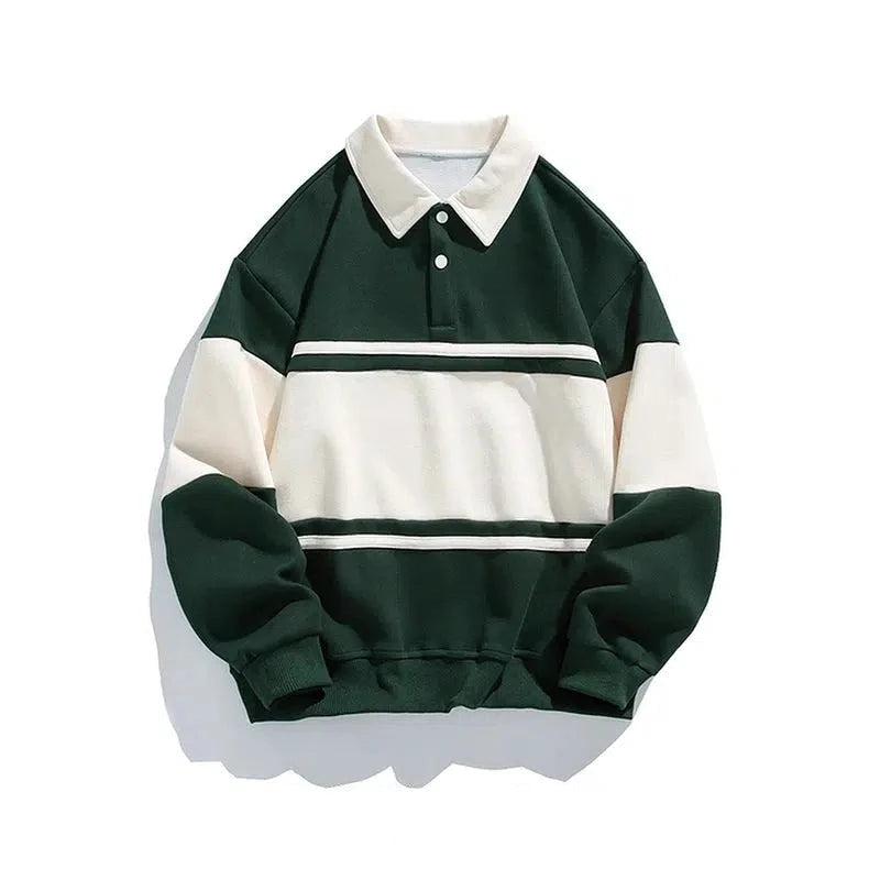 Loose Fit Color Block Polo Shirt