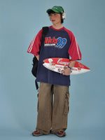 Loose Fit Color Block Printed T-shirt