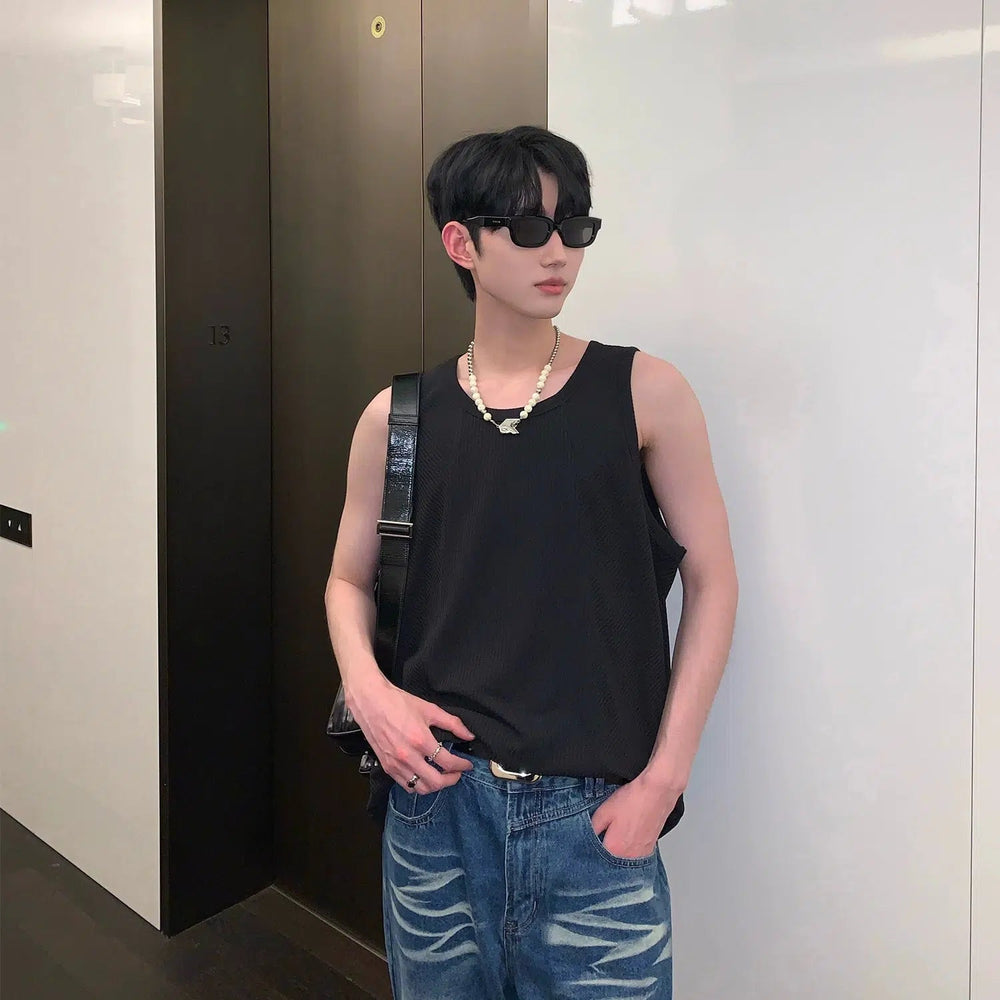 Loose Fit Crew Neck Tank Top