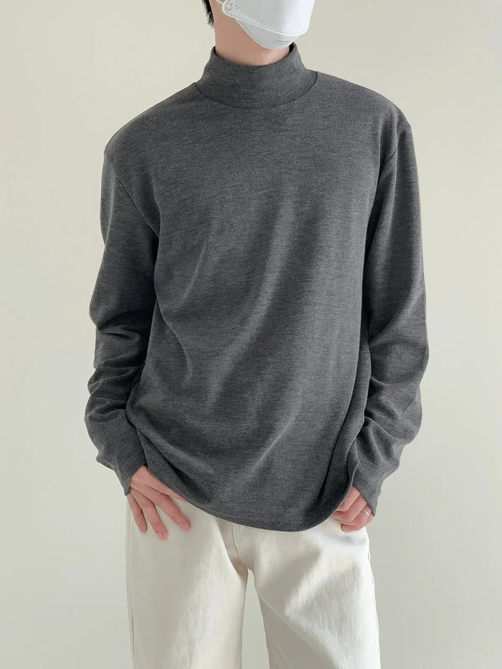Loose Fit High Collar Half Turtleneck Shirt