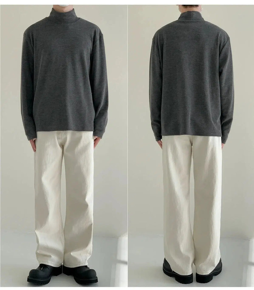 Loose Fit High Collar Half Turtleneck Shirt
