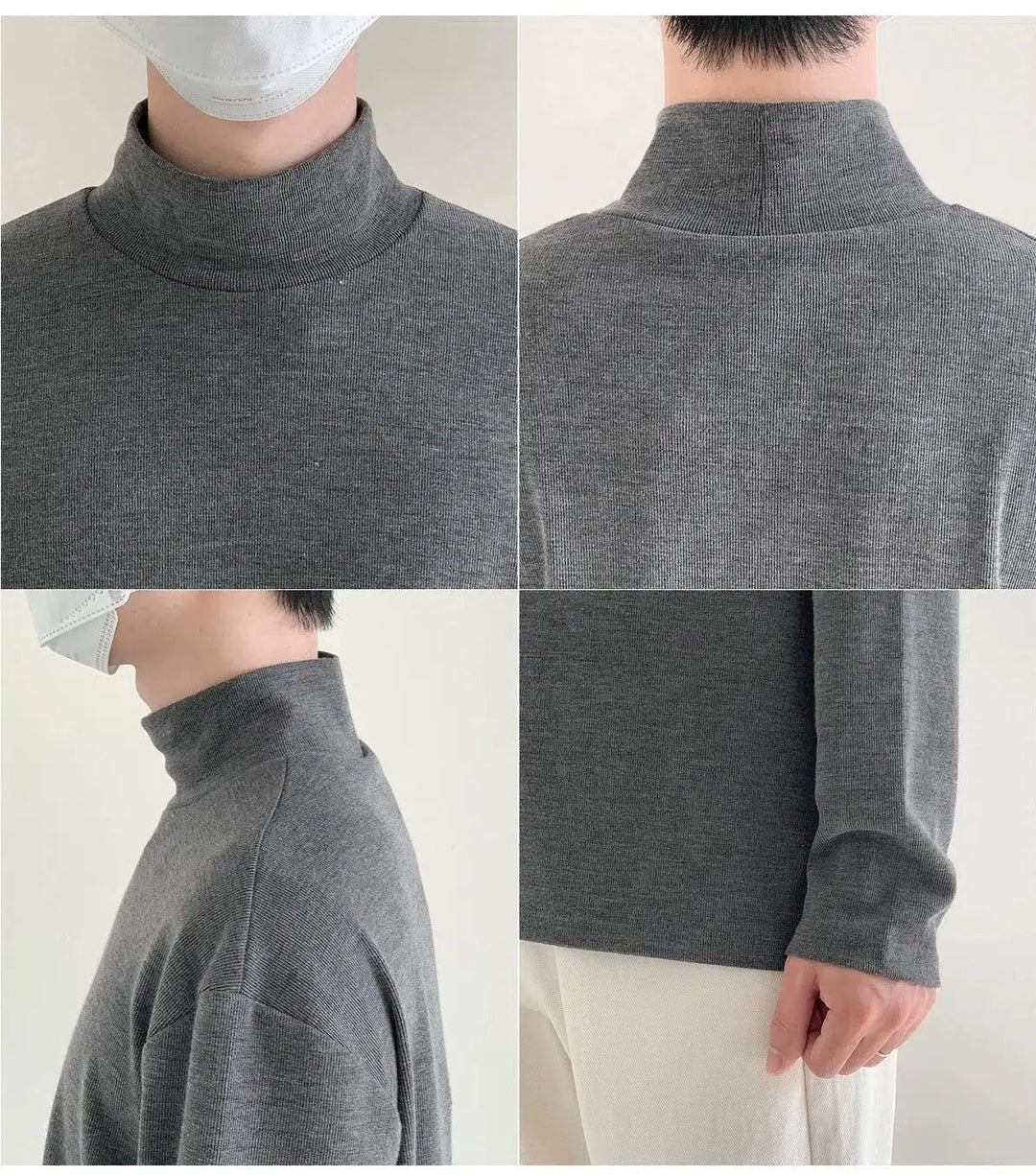 Loose Fit High Collar Half Turtleneck Shirt