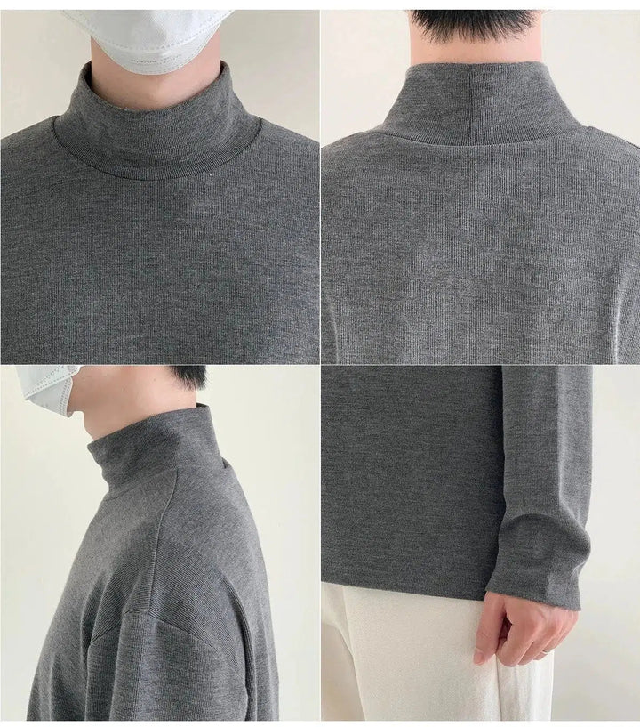 Loose Fit High Collar Half Turtleneck Shirt