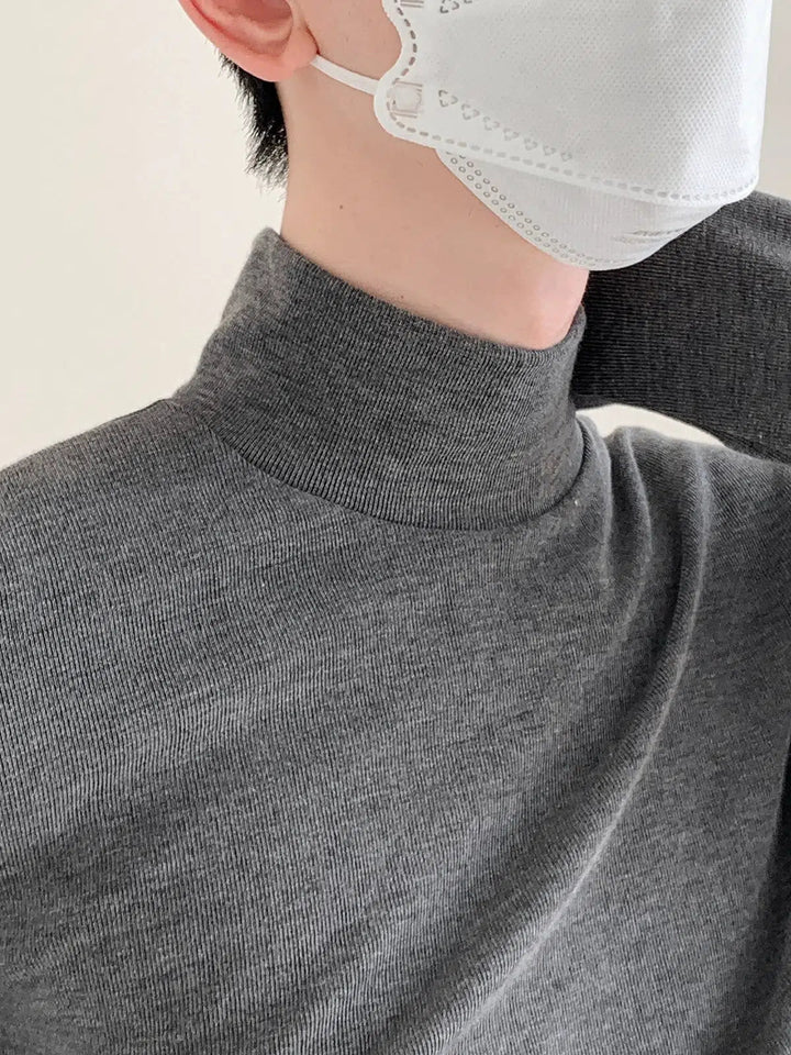 Loose Fit High Collar Half Turtleneck Shirt