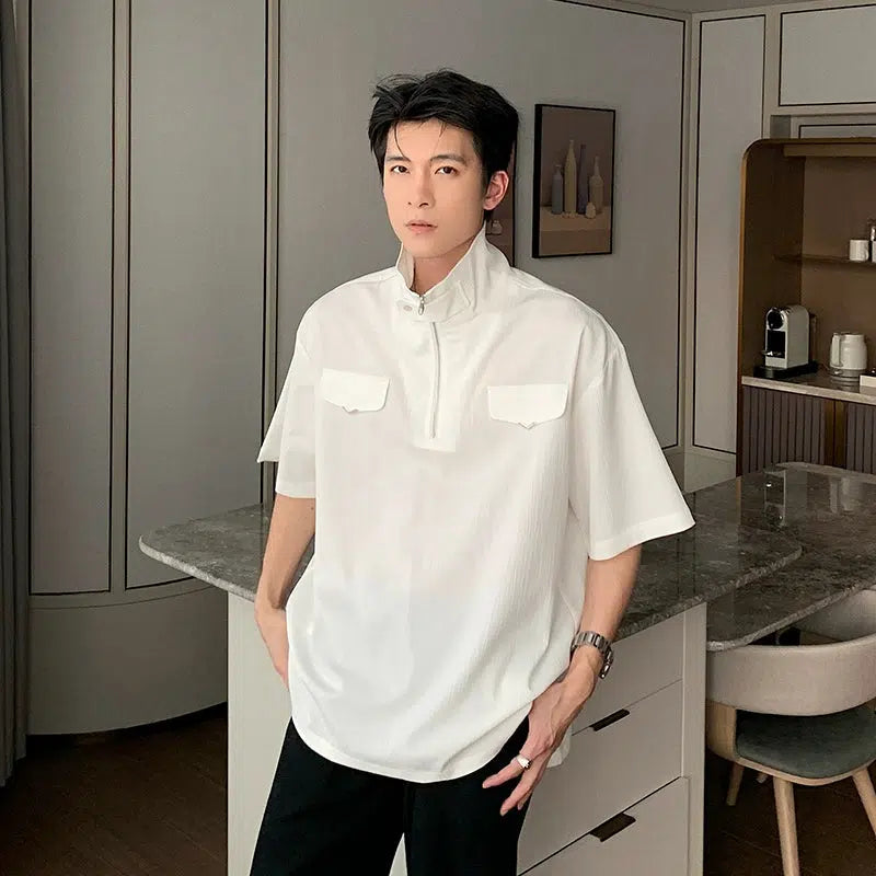 Loose Fit Polo Collar T-shirt